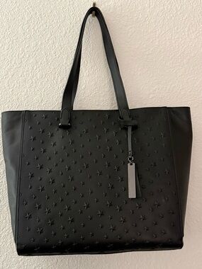 Vince Camuto Black Star-Embossed Tote Bag